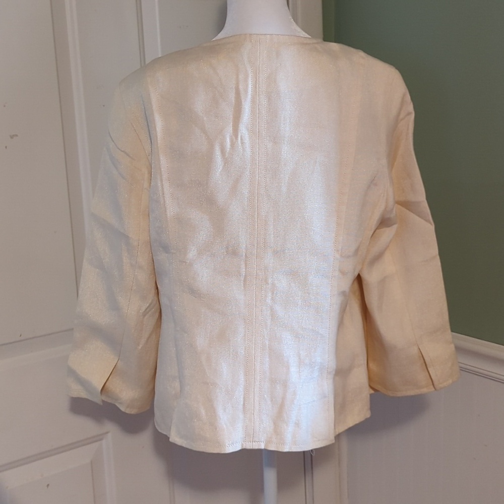 Talbots Cream Champagne Blazer Lined Jacket 16 Career Buttons - Picture 8 of 14